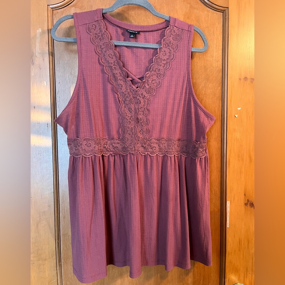 Torrid Light Burgundy Babydoll Sleeveless Top 2x